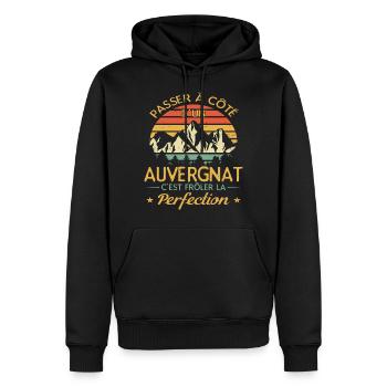 Auvergne Auvergnate Humour Auvergnat - Sweat à capuche Premium bio Homme - noir - Devant - Nico (187cm)