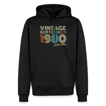 Vintage Im September 1980 Geschenkidee - Männer Premium Bio Hoodie - Schwarz - Vorne - Nico (187cm)