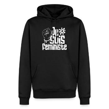 Je suis féministe féministe féministe - Sweat à capuche Premium bio Homme - noir - Devant - Nico (187cm)