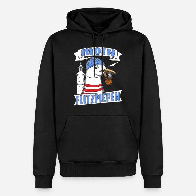 MÖWE MOIN FLITZPIEPEN - Männer Premium Bio Hoodie - Schwarz