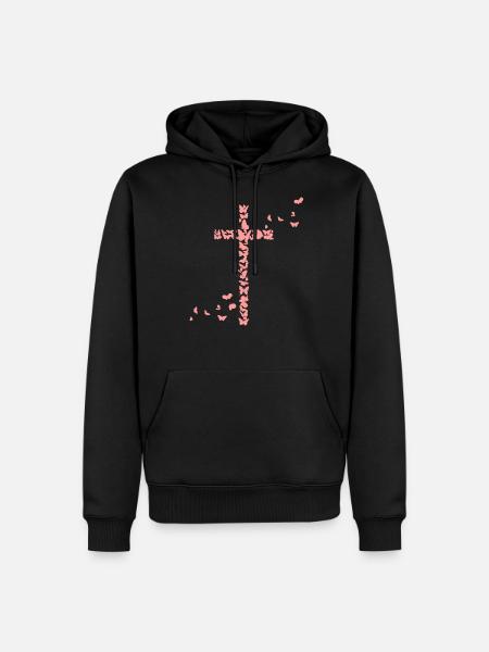Jesus Christians Christianity Butterflies Cross - Men’s Premium Organic Hoodie - black