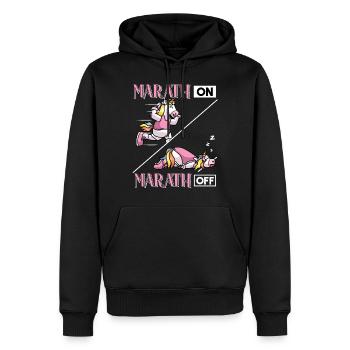 Marathon Einhorn Athlétisme Marathonien - Sweat à capuche Premium bio Homme - noir - Devant - Nico (187cm)