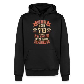 70. Geburtstag Lustiges Ich bin nicht 70 Jahre - Männer Premium Bio Hoodie - Schwarz - Vorne - Nico (187cm)
