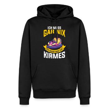 Ich muss gar nix ich muss nur zur Kirmes - Männer Premium Bio Hoodie - Schwarz - Vorne - Nico (187cm)