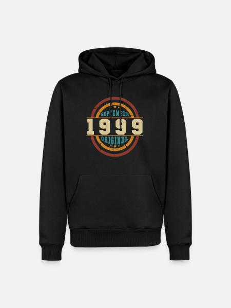1999 Septembre rétro cadeau - Sweat à capuche Premium bio Homme - noir