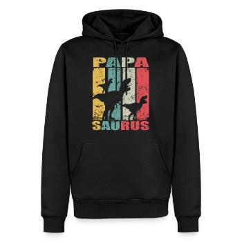 Papasaurus dinosaure dino jumeaux Papa Saurus - Sweat à capuche Premium bio Homme - noir - Devant - Nico (187cm)