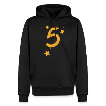 5 anniversaire 5 ans - Sweat à capuche Premium bio Homme - noir - Devant - Nico (187cm)