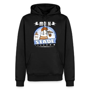 MÖWE MOIN STADE - Männer Premium Bio Hoodie - Schwarz - Vorne - Nico (187cm)