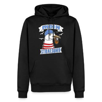 MÖWE MOIN STRALSUND - Männer Premium Bio Hoodie - Schwarz - Vorne - Nico (187cm)