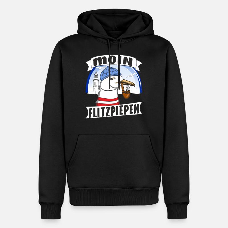 MÖWE MOIN FLITZPIEPEN - Männer Premium Bio Hoodie - Schwarz