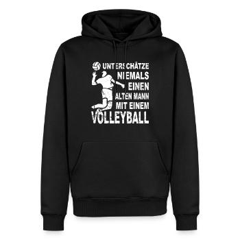 Beachvolleyball Alter Mann Volleyball Opa - Männer Premium Bio Hoodie - Schwarz - Vorne - Nico (187cm)