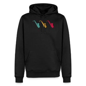 Saxophone - Sweat à capuche Premium bio Homme - noir - Devant - Nico (187cm)