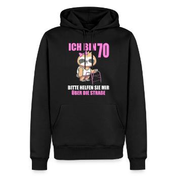 70 bitte helfen Sie mir über Straße 70. Geburtstag - Männer Premium Bio Hoodie - Schwarz - Vorne - Nico (187cm)