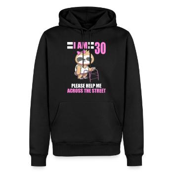30 bitte helfen Sie mir über Straße 30. Geburtstag - Männer Premium Bio Hoodie - Schwarz - Vorne - Nico (187cm)