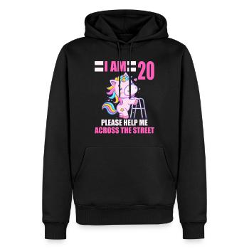 20 bitte helfen Sie mir über Straße 20. Geburtstag - Männer Premium Bio Hoodie - Schwarz - Vorne - Nico (187cm)
