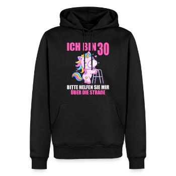 30 bitte helfen Sie mir über Straße 30. Geburtstag - Männer Premium Bio Hoodie - Schwarz - Vorne - Nico (187cm)