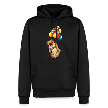 Tibet Spaniel Hund mit Luftballons lustig - Männer Premium Bio Hoodie - Schwarz - Vorne - Nico (187cm)