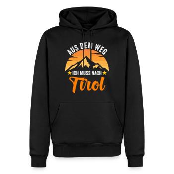 Aus dem Weg ich muss nach Tirol - Männer Premium Bio Hoodie - Schwarz - Vorne - Nico (187cm)