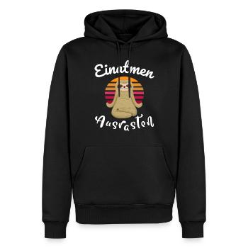 Einatmen Ausrasten Yoga Faultier - Männer Premium Bio Hoodie - Schwarz - Vorne - Nico (187cm)