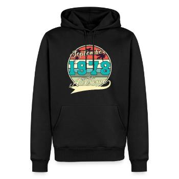 Septembre 1978 Idée de cadeau - Sweat à capuche Premium bio Homme - noir - Devant - Nico (187cm)