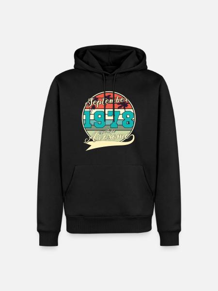 Septembre 1978 Idée de cadeau - Sweat à capuche Premium bio Homme - noir
