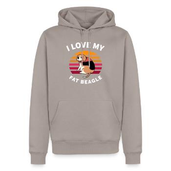 I love my Fat Beagle - Sweat à capuche Premium bio Homme - taupe - Devant - Nico (187cm)