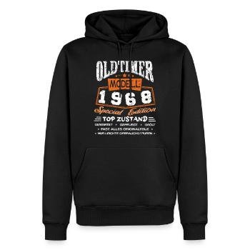 Oldtimer Modell 1968 53. Geburtstag - Männer Premium Bio Hoodie - Schwarz - Vorne - Nico (187cm)