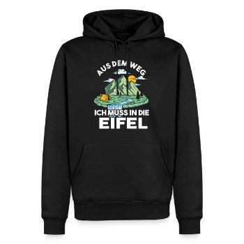 Aus dem Weg ich muss in die Eifel - Männer Premium Bio Hoodie - Schwarz - Vorne - Nico (187cm)