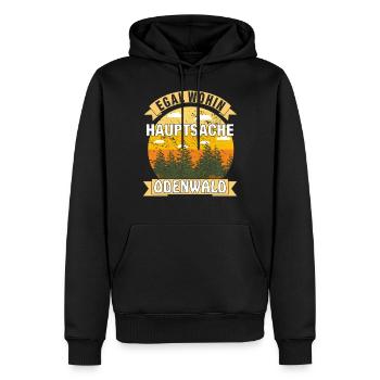 HAUPTSACHE ODENWALD - Männer Premium Bio Hoodie - Schwarz - Vorne - Nico (187cm)