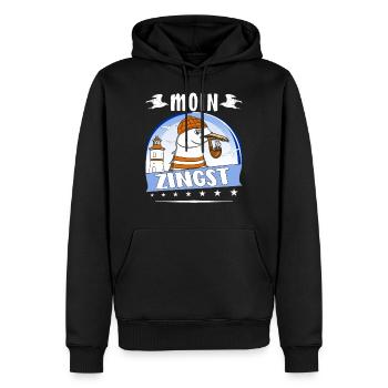 MÖWE MOIN ZINGST - Männer Premium Bio Hoodie - Schwarz - Vorne - Nico (187cm)