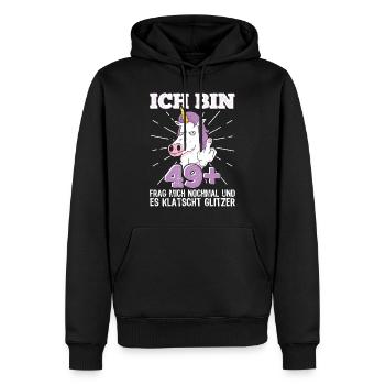 50. Geburtstag Frau 50er 50ter Ich bin 49+ plus - Männer Premium Bio Hoodie - Schwarz - Vorne - Nico (187cm)