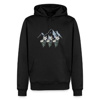 Edelweiß Alpen Tirol Schweizer Berg Blume - Männer Premium Bio Hoodie - Schwarz - Vorne - Nico (187cm)