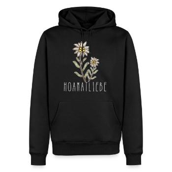 Alpen Edelweiß Hoamatliebe Schweiz Österreich - Männer Premium Bio Hoodie - Schwarz - Vorne - Nico (187cm)