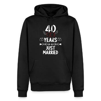 40 ans 40 Yaers just married 40 ans de mariage - Sweat à capuche Premium bio Homme - noir - Devant - Nico (187cm)