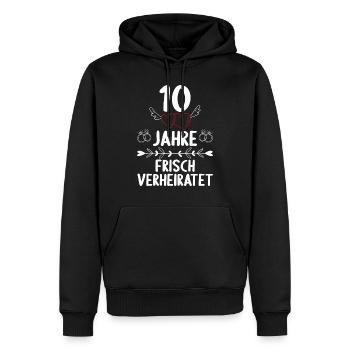 10 Jahre frisch verheiratet 10. Hochzeitstag - Männer Premium Bio Hoodie - Schwarz - Vorne - Nico (187cm)