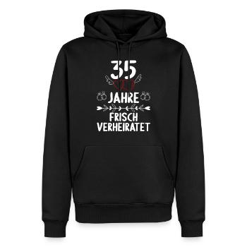 35 Jahre frisch verheiratet 35. Hochzeitstag - Männer Premium Bio Hoodie - Schwarz - Vorne - Nico (187cm)