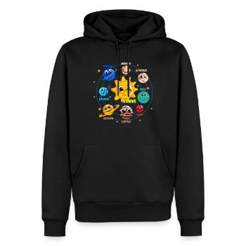 Astronaut Galaxie Planeten Universum Sonnensystem - Männer Premium Bio Hoodie - Schwarz - Vorne - Nico (187cm)