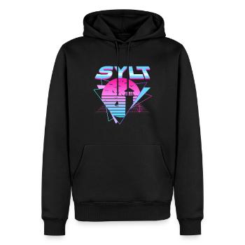 Insel Sylt- Sylt Urlaub 80s Synthwave Vaporwave - Männer Premium Bio Hoodie - Schwarz - Vorne - Nico (187cm)
