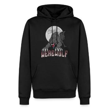 Loup-garou Monstre Halloween Pleine Lune Idée cadeau - Sweat à capuche Premium bio Homme - noir - Devant - Nico (187cm)
