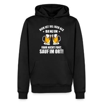 Bier Ist Billiger Als Benzin Sauf Im Ort - Bier - Männer Premium Bio Hoodie - Schwarz - Vorne - Nico (187cm)