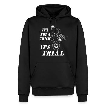 Trial - Trialsport - Moto Trial - Motorcycle Trial - Sweat à capuche Premium bio Homme - noir - Devant - Nico (187cm)