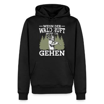 Holzfäller Lustiger Spruch Wenn der Wald ruft - Männer Premium Bio Hoodie - Schwarz - Vorne - Nico (187cm)