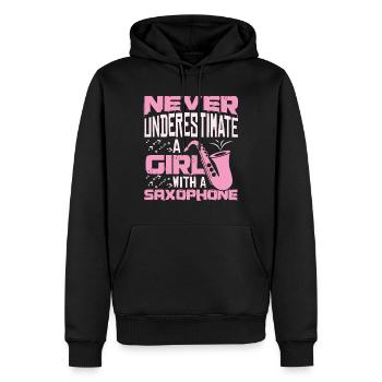 Saxophone Girl - Men’s Premium Organic Hoodie - black - Front - Nico (187cm)