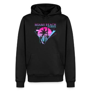 Miami Beach - Retro 80s Aesthetic Vaporwave - Männer Premium Bio Hoodie - Schwarz - Vorne - Nico (187cm)
