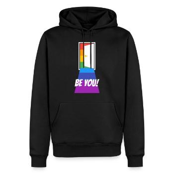 Soyez gay CSD Pride Month - Sweat à capuche Premium bio Homme - noir - Devant - Nico (187cm)