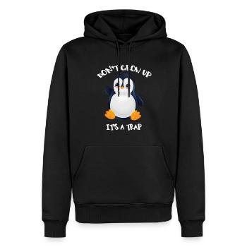 Pinguin Don't Grow Up - Männer Premium Bio Hoodie - Schwarz - Vorne - Nico (187cm)