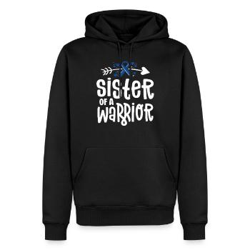 Schwester einer Krieger-Blauen Familie Darmkrebs - Männer Premium Bio Hoodie - Schwarz - Vorne - Nico (187cm)