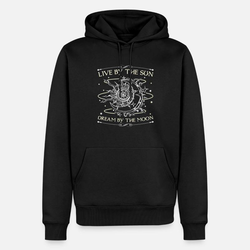 Lune Soleil Étoiles Occulte - Sweat à capuche Premium bio Homme - noir