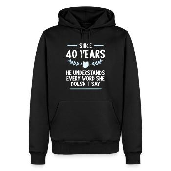 40 ans de mariage 40 ans - Sweat à capuche Premium bio Homme - noir - Devant - Nico (187cm)