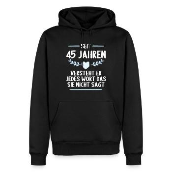 45 Jahre verheirtatet 45. Hochzeitstag - Männer Premium Bio Hoodie - Schwarz - Vorne - Nico (187cm)